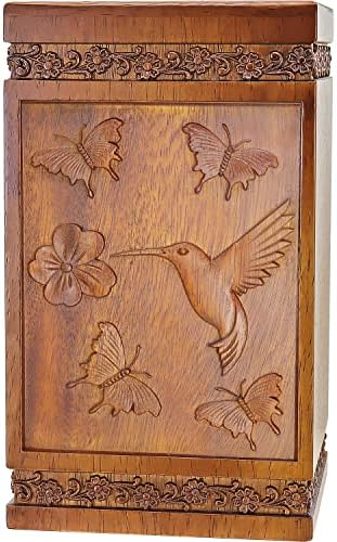 Dabeeeeeeeetu Kremacija za ljudskog pepela - ručno graviranje hummingbird leptir - pogrebna urna za