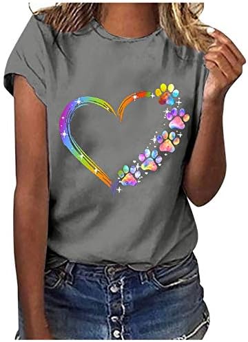 Grafički print majice Grafički tisak Žene okrugli vrat Kratki rukav Summer Ležerne prilike za ispisane bluze