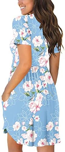 LCZIWO Ženska cvjetna sitnica T-majica Comfy Casual Sunflower Flowy Slatka tunička haljina za plažu sa džepovima