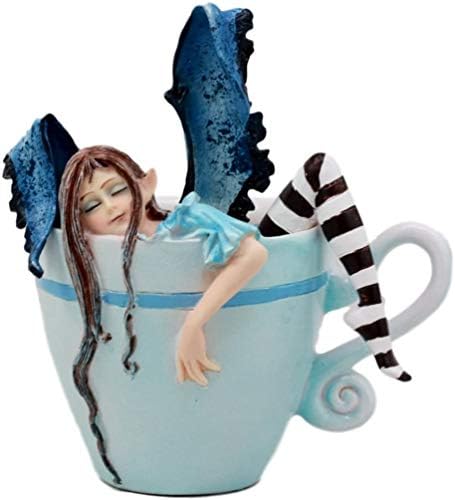 Ebros poklon Amy Brown Teacup Latte kafe pijana figurica Fantazija Mythical Faery Magic Watercolor