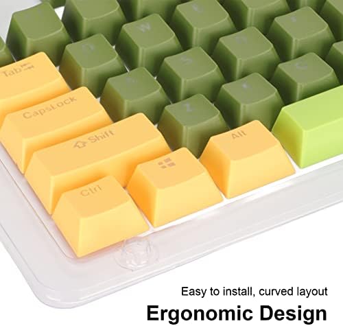 ASHATA 107 tasteri Keycaps, tri boje prozirnih znakova Arc Layout mehanička tastatura ergonomski Keycaps, za 61/87/104/84/64/98/96 ključne tastature