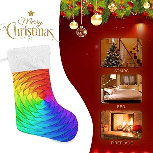 Alaza Božićne čarape 3D Rainbow rešetka Twirl Classic Personalizirani Veliki ukrasi za skladištenje