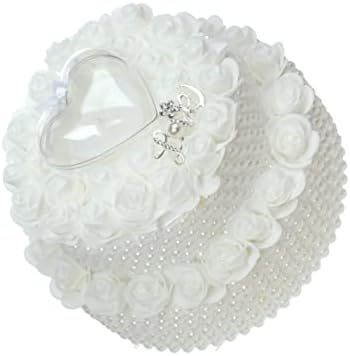 Abaodam 1pc Box postavka prstena za srce jastuk bijeli jastuci za bacanje prsten Tacna vještački dijamant