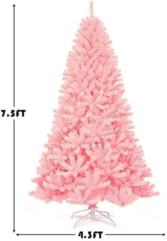 Jahh 7,5ft Umjetno božinsko stablo Puni jelk stablo PVC W / Metal postolje ružičasta