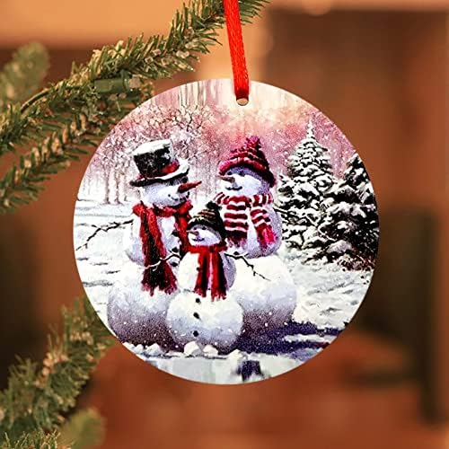 70 mm bijeli obojili božićni disk DIY božićni ukras Drveni okrugli privjesak sa Crvenom konopom Crystal Garland Božić