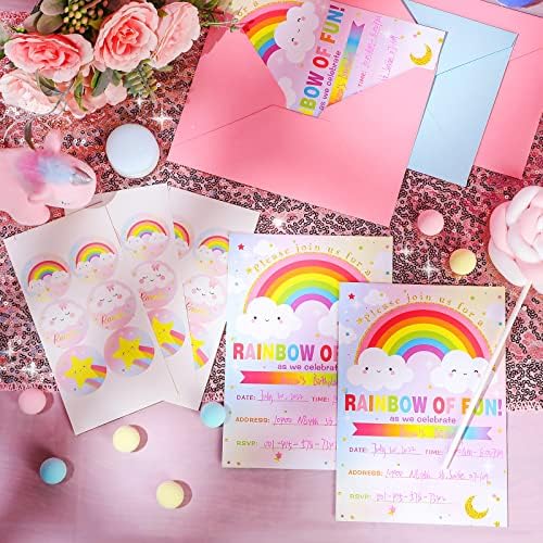 Nezyo 24 set Rainbow Party Poziv sa kovertom i naljepnicama duge zabavne potrepštine za djevojke
