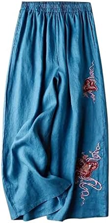 Dame široke pantalone za noge Ležerne prilike pamučne platnene palika za žene Ljeto Loose Capri hlače 2023