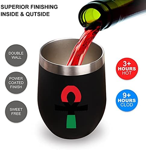 Crvena crna i zelena ANKH 12oz Tumbler sa vinom izoliranom od nehrđajućeg čelika šalica za piće za piće sa poklopcem