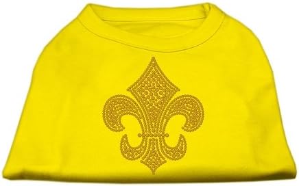 Zlatna fleur de lis rhinestone košulja za pse žuta sm