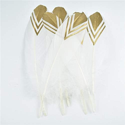Zamihalaa-zlato Umočeno prirodno bijelo perje za zanate DIY dekor perje za zanate vjenčano perje za