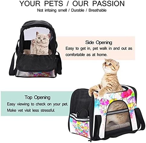 Nosač za kućne ljubimce šareni kišobran akvarelna slika Meki putni nosači za kućne ljubimce za Mačke, Psi Puppy Comfort prenosiva sklopiva torba za kućne ljubimce odobrena aviokompanija